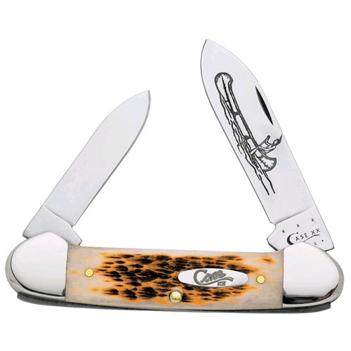 Case Jigged Amber Bone Canoe Carbon