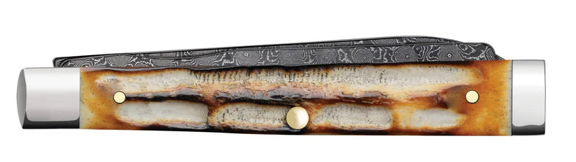 Case Deep Canyon Jigged Burnt Natural Bone Baby Doc Raindrop Damascus