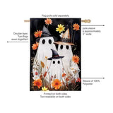Evergreen Halloween Ghost Family Burlap Flag