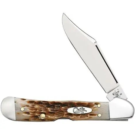 Case Jigged Amber Bone Mini Copperlock Stainless Pocket Knife 00133