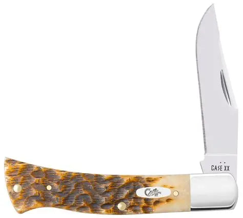 Case Amber Bone Peach Seed Jig Axe Handle Pocket Knife 10799