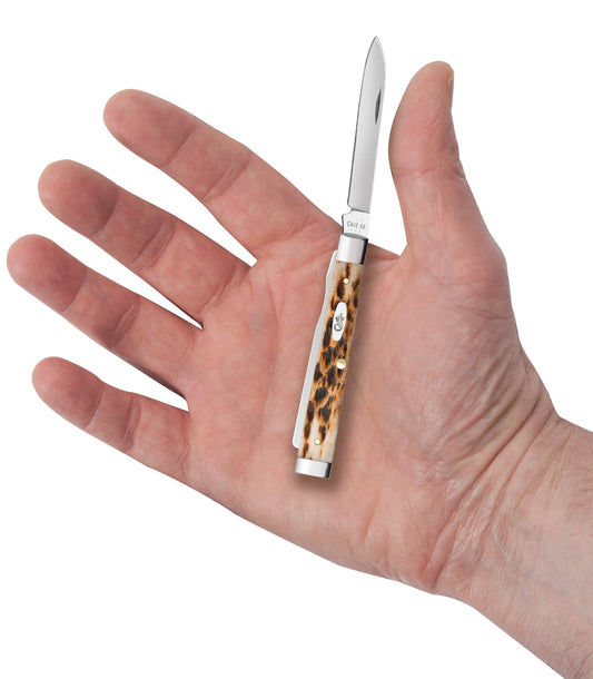 Case Knives Peach Seed Jig Amber Bone SS Baby Doc