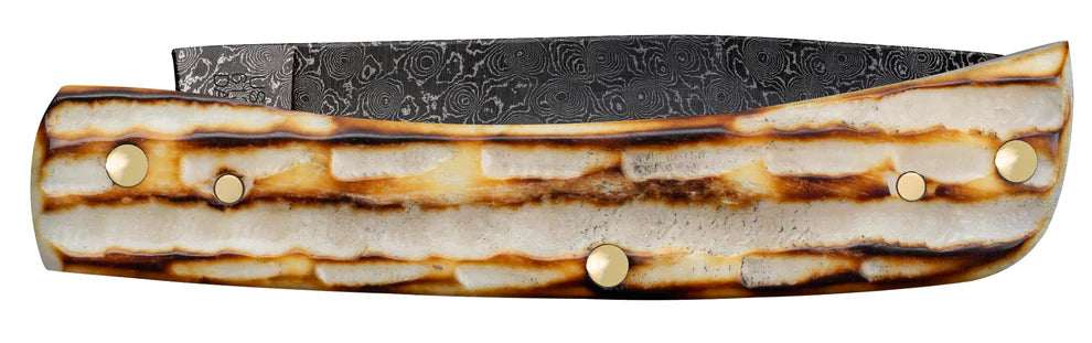 Case Deep Canyon Jigged Burnt Natural Bone Sod Buster® Jr Raindrop Damascus