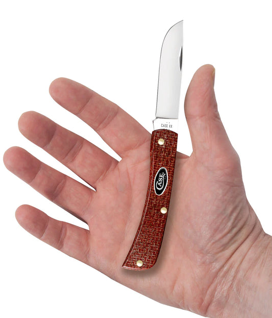 Case Smooth Dark Red Burlap Micarta® CS Sod Buster® Jr