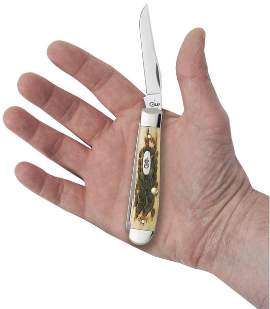 Case Knives Peach Seed Jig Amber Bone Mini Trapper