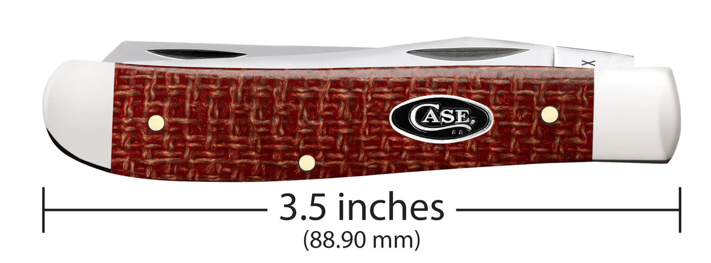 Case Knives Smooth Dark Red Burlap Micarta® CS Mini Trapper
