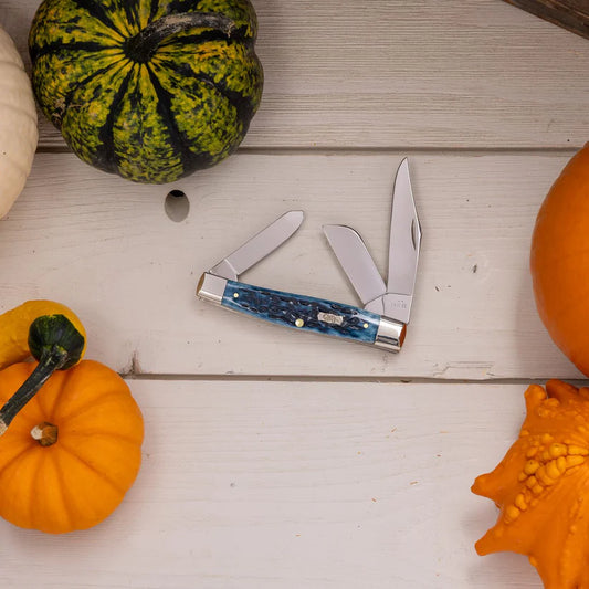 Cases Pocket Worn® Peach Seed Jig Mediterranean Blue Bone Large Stockman