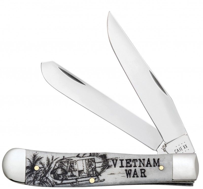 Case Vietnam War Natural Bone Trapper Stainless Pocket Knife 50952