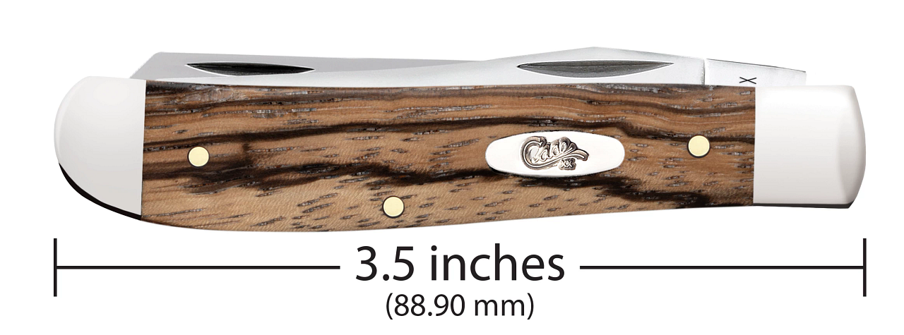 Case Knives Mini Trapper Natural Zebra Wood Stainless Pocket Knife