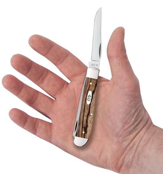Case Knives Mini Trapper Natural Zebra Wood Stainless Pocket Knife