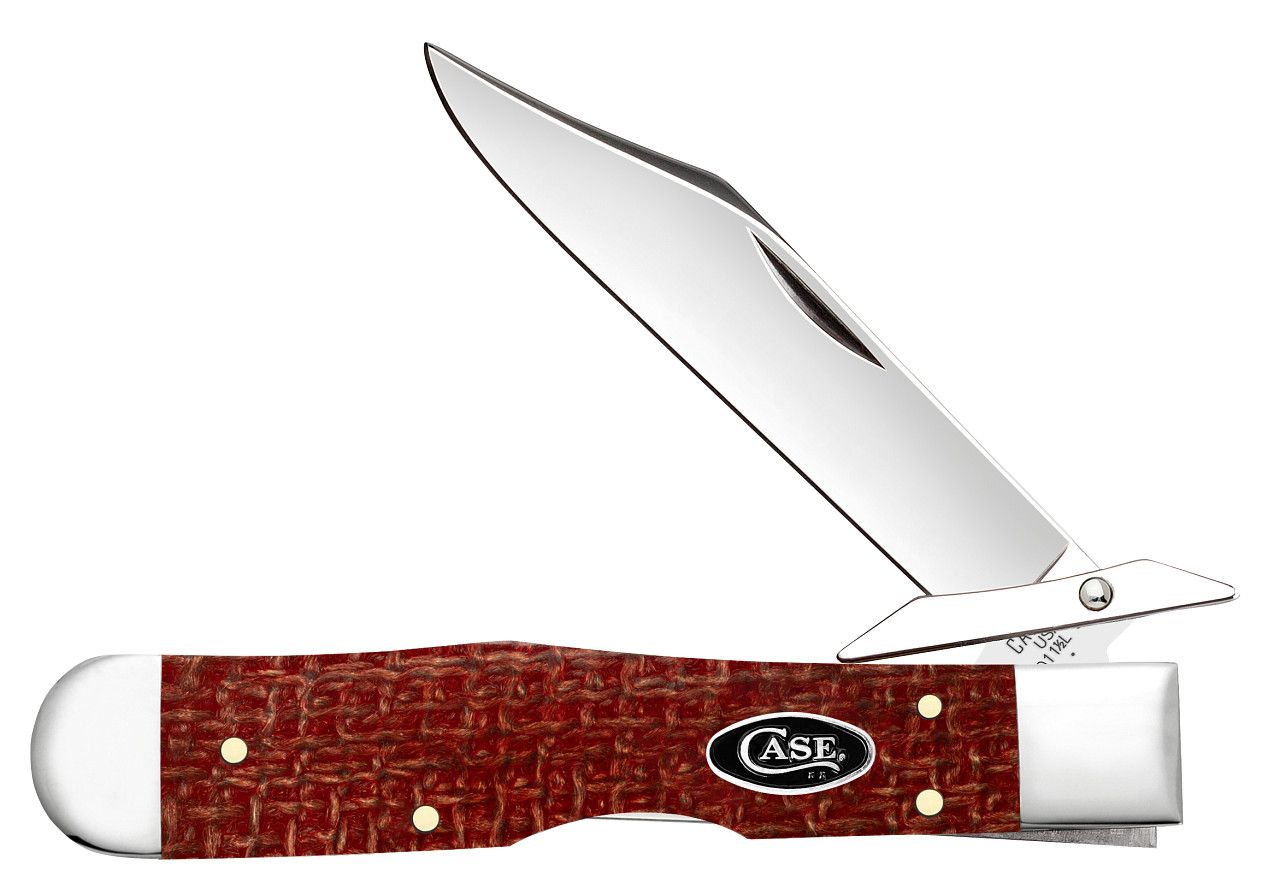 Case Dark Red Burlap Micarta Smooth Cheetah Cub