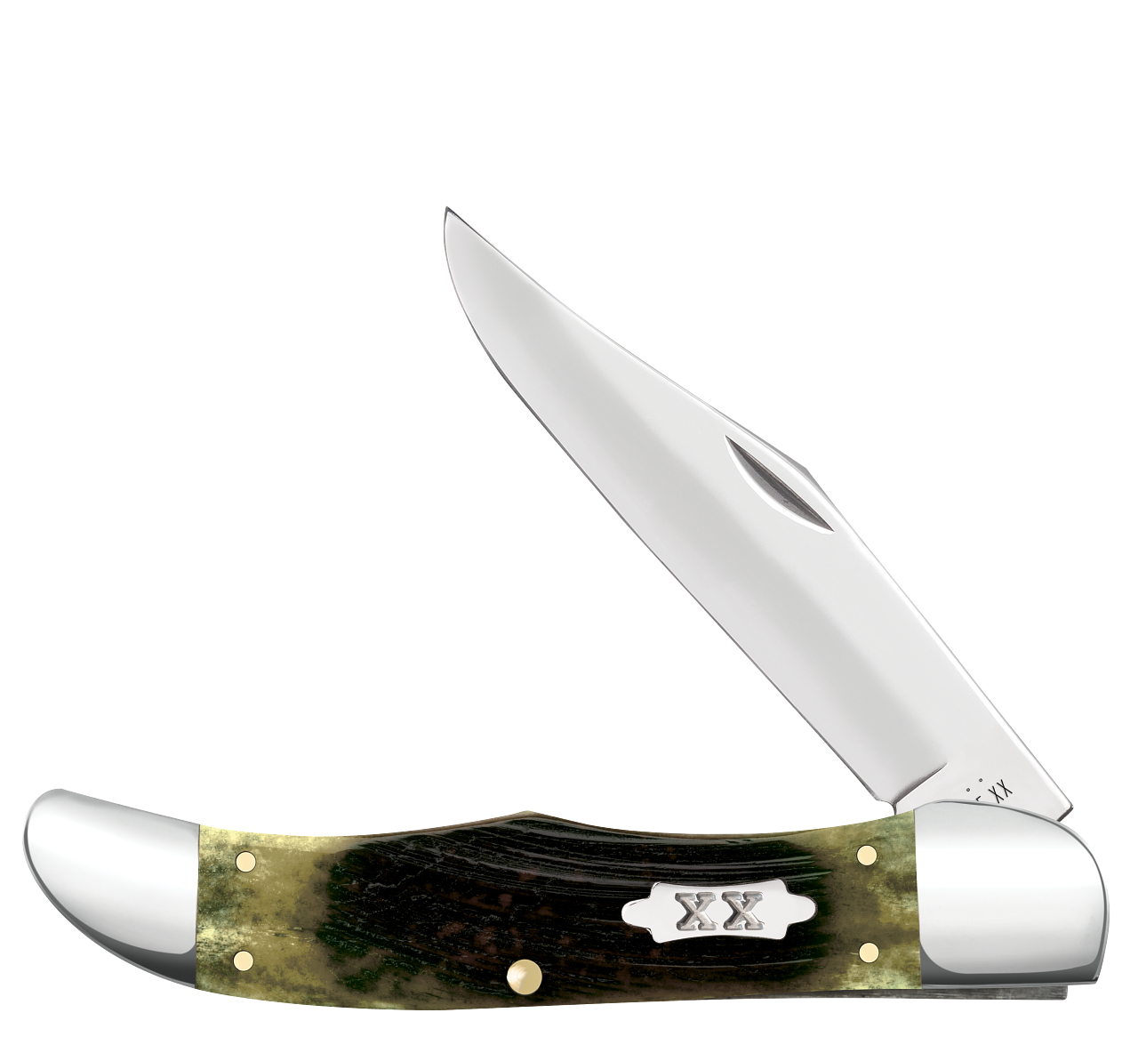 Case Folding Hunter Sawcut Olive Green Bone 39234 Stainless Pocket Knife