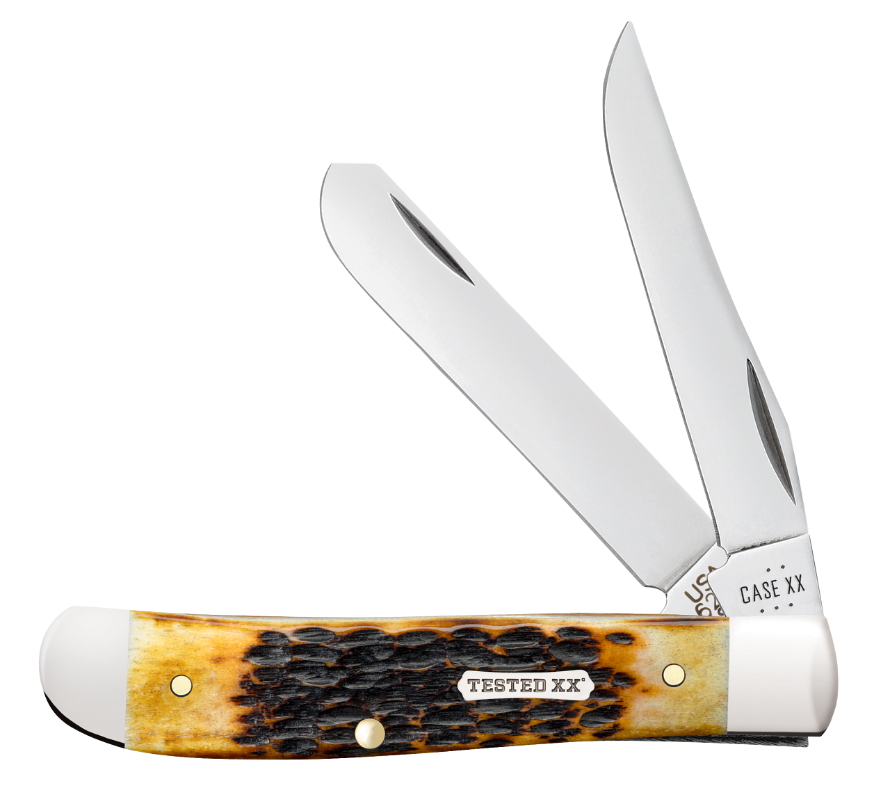 Case Mini Trapper Jig Burnt Amber Bone 51391 Carbon Steel Pocket Knife