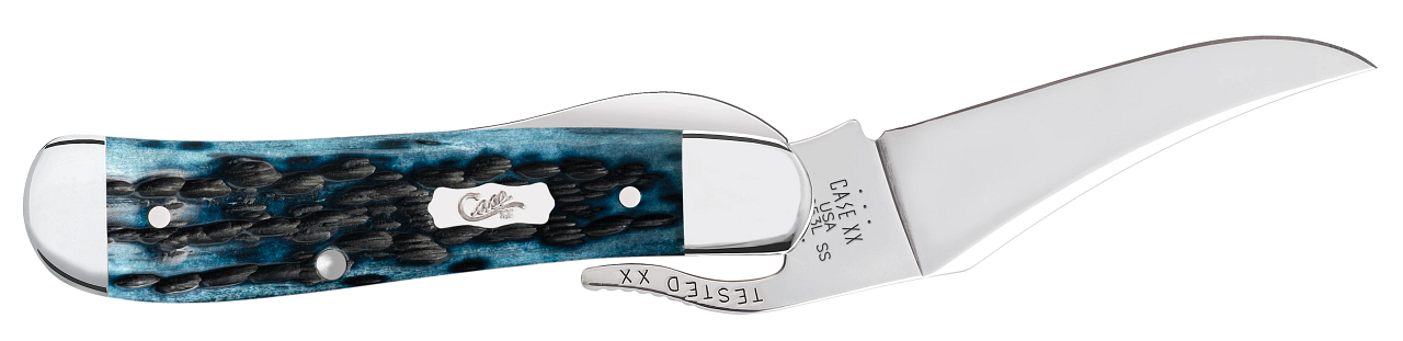 Case Russlock Pocket Worn Mediterranean Blue Bone 51859 Stainless Knife