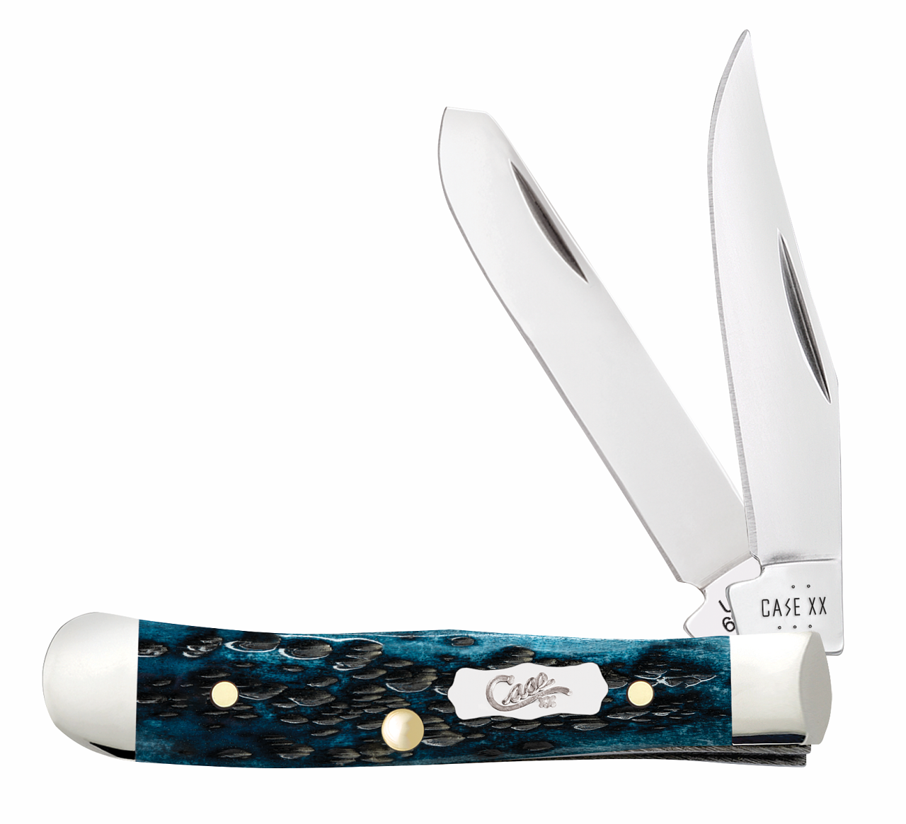 Case Tiny Trapper Jig Mediterranean Blue Bone 51862 Stainless Pocket Knife
