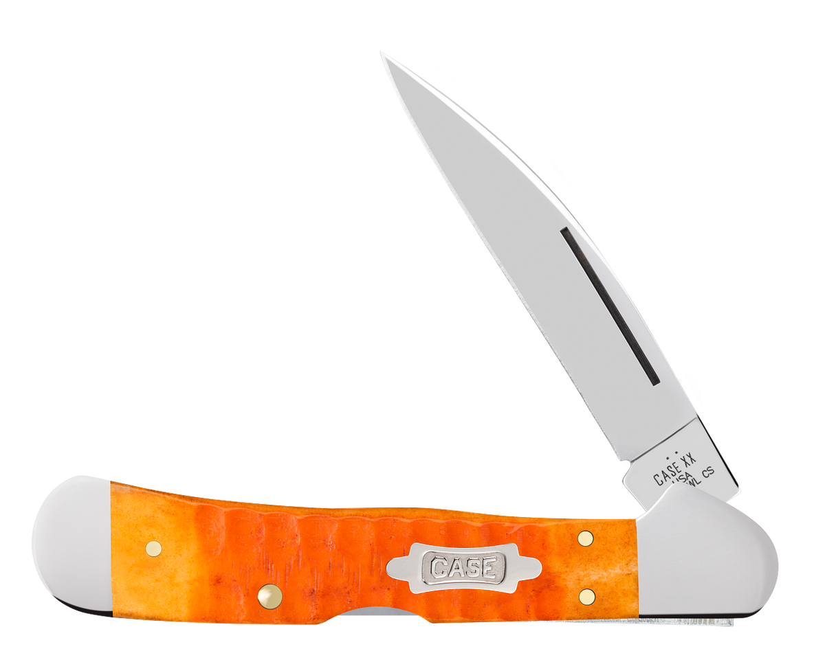 Case Copperlock Gator Jig Persimmon Orange Bone 38072 Carbon Steel Pocket Knife