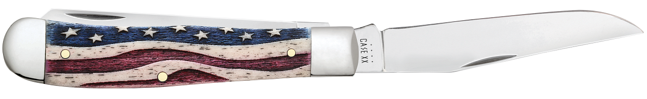 Case Star Spangled Banner Natural Bone Trapper Stainless Pocket Knife 64132