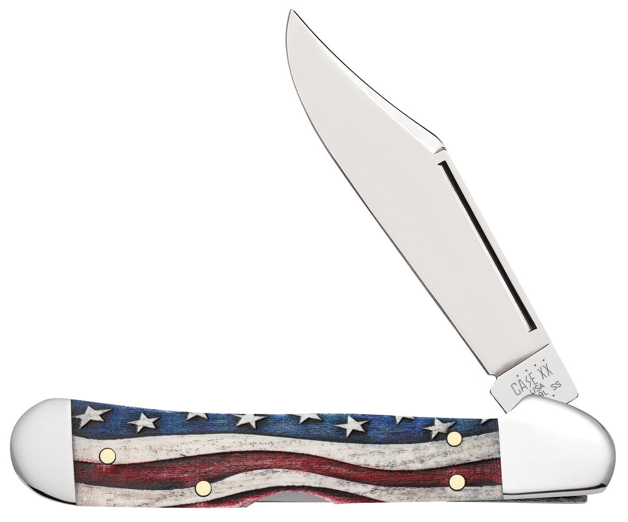 Case Star Spangled Banner Natural Bone Mini Copperlock Stainless Pocket Knife