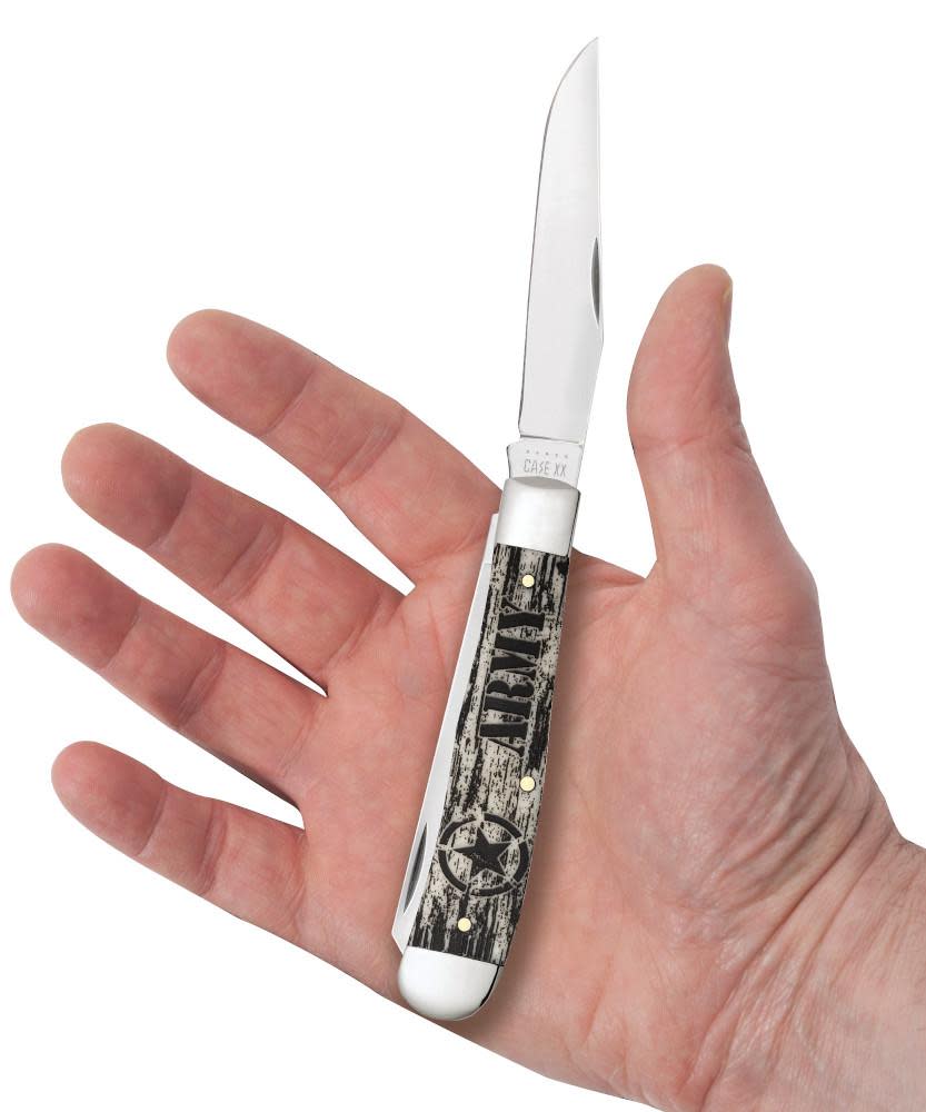 Case U.S. Army Embellished Smooth Natural Bone Trapper