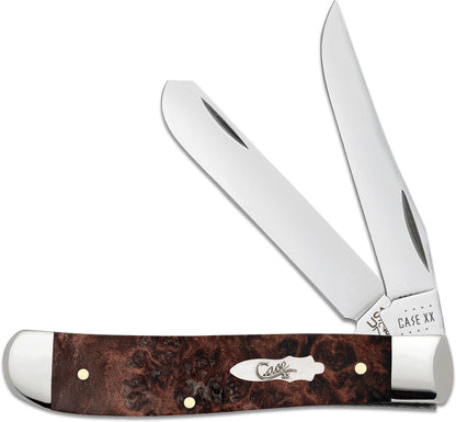Case Knives Mini Trapper Brown Maple Burl Wood Handle