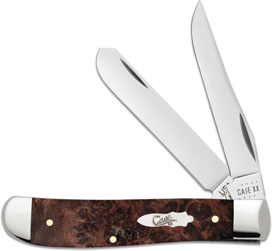 Case Knives Mini Trapper Brown Maple Burl Wood Handle