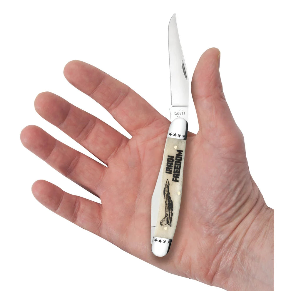 Case War Series Iraqi Freedom Smooth Natural Bone Muskrat 58494 Pocket Knife