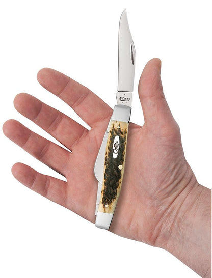 Case Large Stockman Peach Seed Jig Amber Bone CS 00202 Pocket Knife