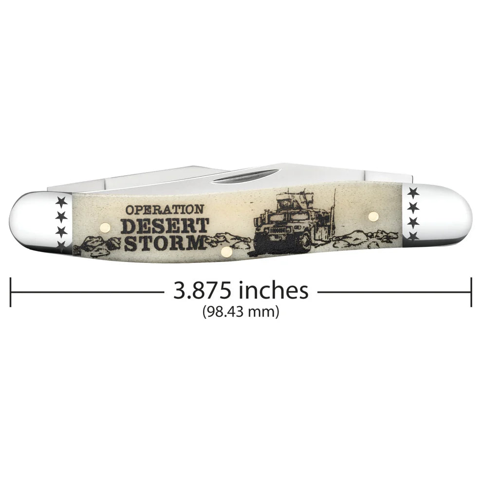 Case War Series Desert Storm Smooth Natural Bone Muskrat 58493 Pocket Knife