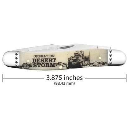 Case War Series Desert Storm Smooth Natural Bone Muskrat 58493 Pocket Knife