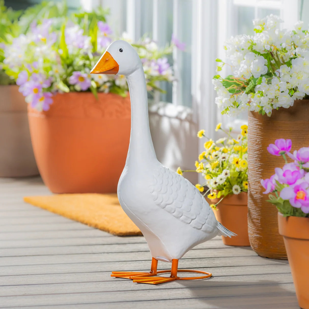 Evergreen Giddy The Goose, Metal Porch Statue, 21"H
