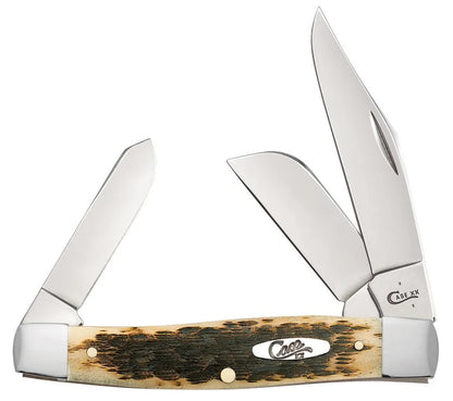 Case Large Stockman Peach Seed Jig Amber Bone CS 00202 Pocket Knife