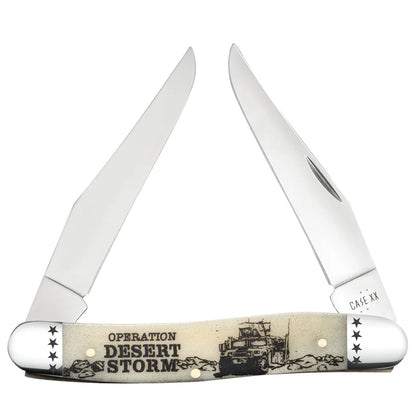 Case War Series Desert Storm Smooth Natural Bone Muskrat 58493 Pocket Knife