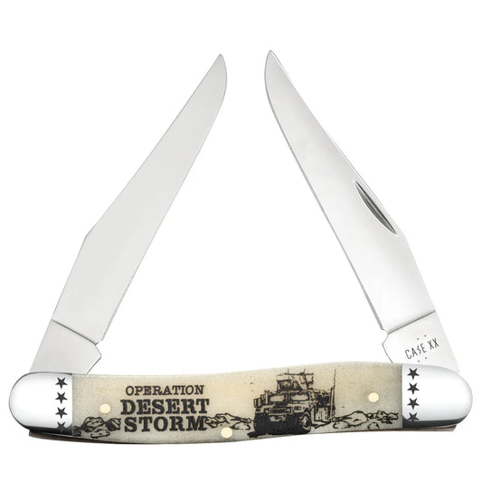 Case War Series Desert Storm Smooth Natural Bone Muskrat 58493 Pocket Knife