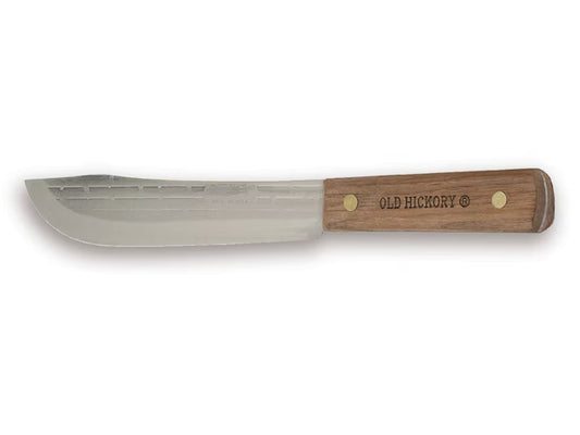 Old Hickory 7-7 Butcher Knife 7" Drop Point 1095 Carbon Steel Blade Hardwood Handle