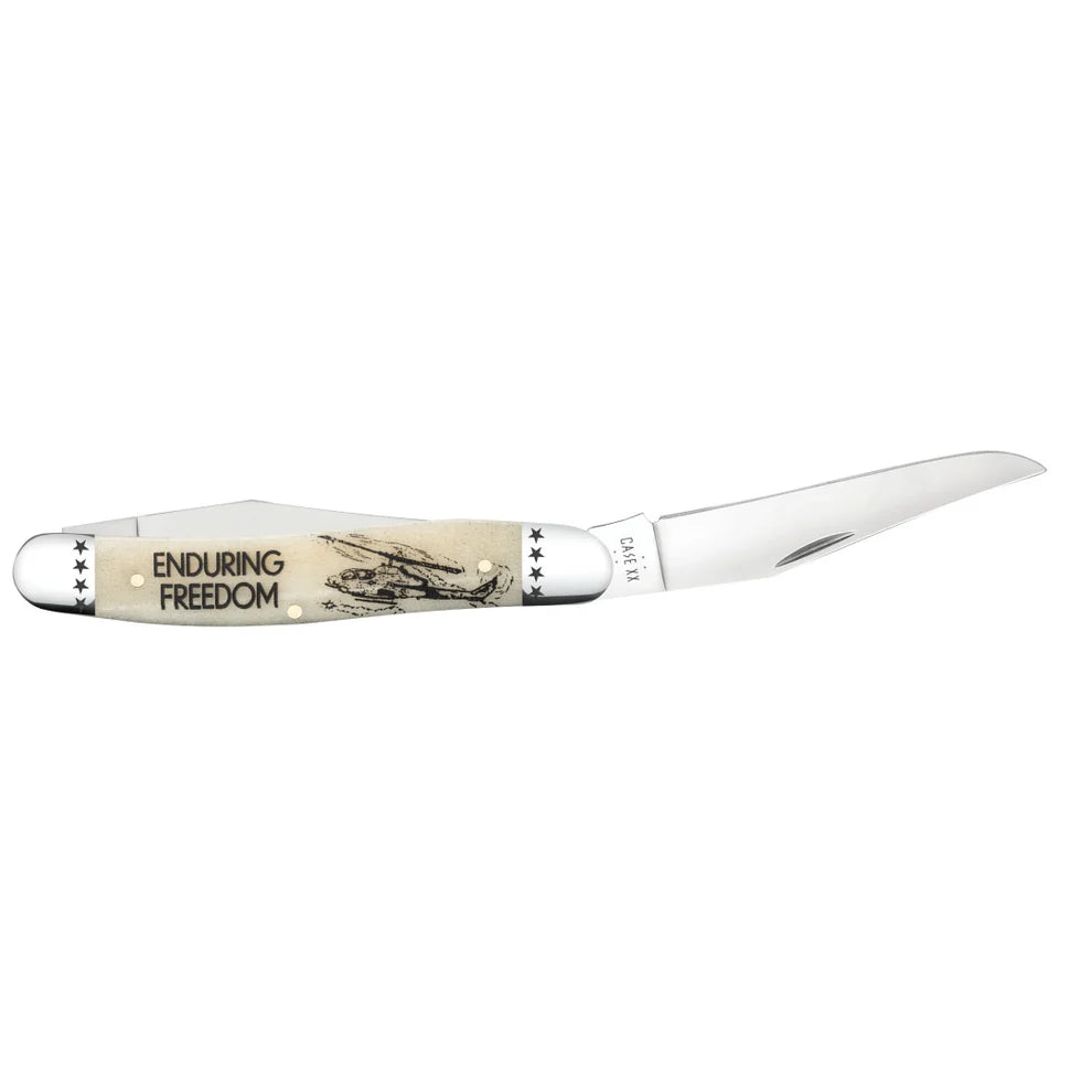 Case War Series Enduring Freedom Smooth Natural Bone Muskrat 58495 Pocket Knife