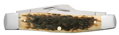 Case Large Stockman Peach Seed Jig Amber Bone CS 00202 Pocket Knife