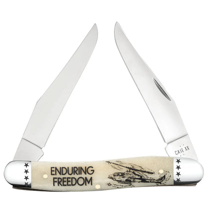 Case War Series Enduring Freedom Smooth Natural Bone Muskrat 58495 Pocket Knife