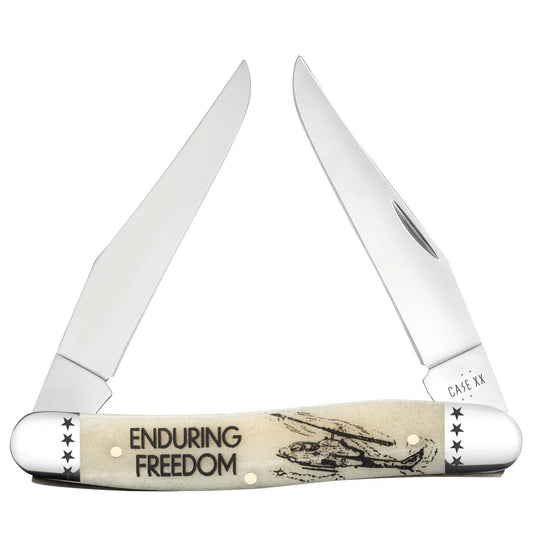 Case War Series Enduring Freedom Smooth Natural Bone Muskrat 58495 Pocket Knife
