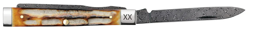 Case Deep Canyon Jigged Burnt Natural Bone Baby Doc Raindrop Damascus