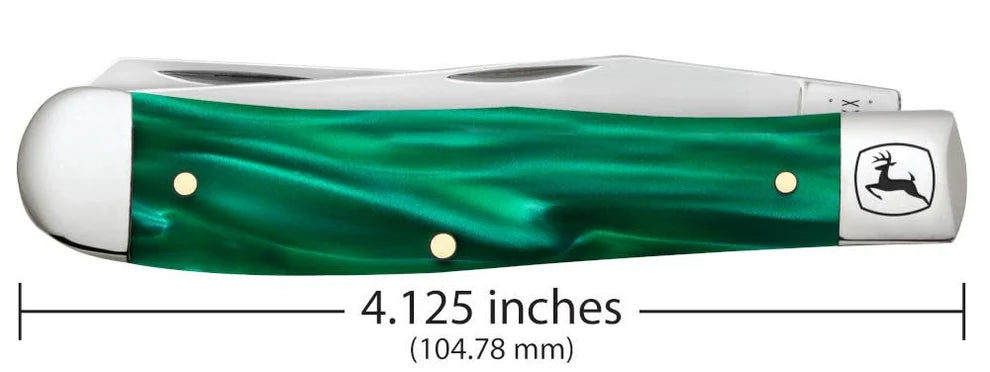 Case John Deere Smooth Green Pearl Kirinite® Trapper 15772 Pocket Knife