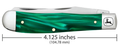 Case John Deere Smooth Green Pearl Kirinite® Trapper 15772 Pocket Knife