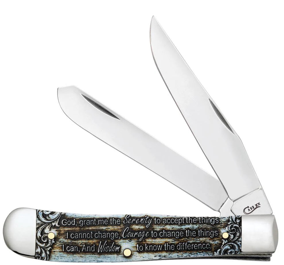 Case Serenity Prayer Smooth Natural Bone Trapper 38822 Pocket Knife