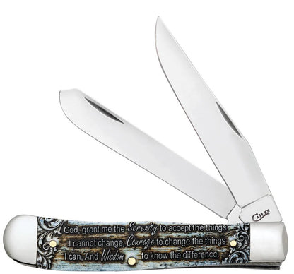 Case Serenity Prayer Smooth Natural Bone Trapper 38822 Pocket Knife