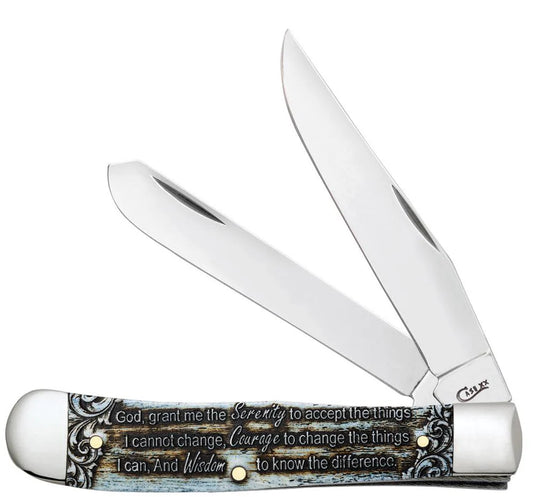 Case Serenity Prayer Smooth Natural Bone Trapper 38822 Pocket Knife