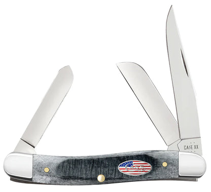 Cases Sawcut Jigged Gray Bone Medium Stockman