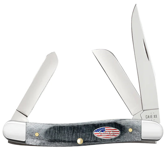 Cases Sawcut Jigged Gray Bone Medium Stockman