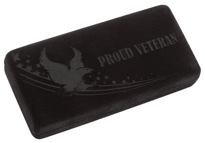 Case U.S. Veteran Gift Set Embellished Smooth Natural Bone with Blue and Red Color Wash Trapper (In Velvet Box)