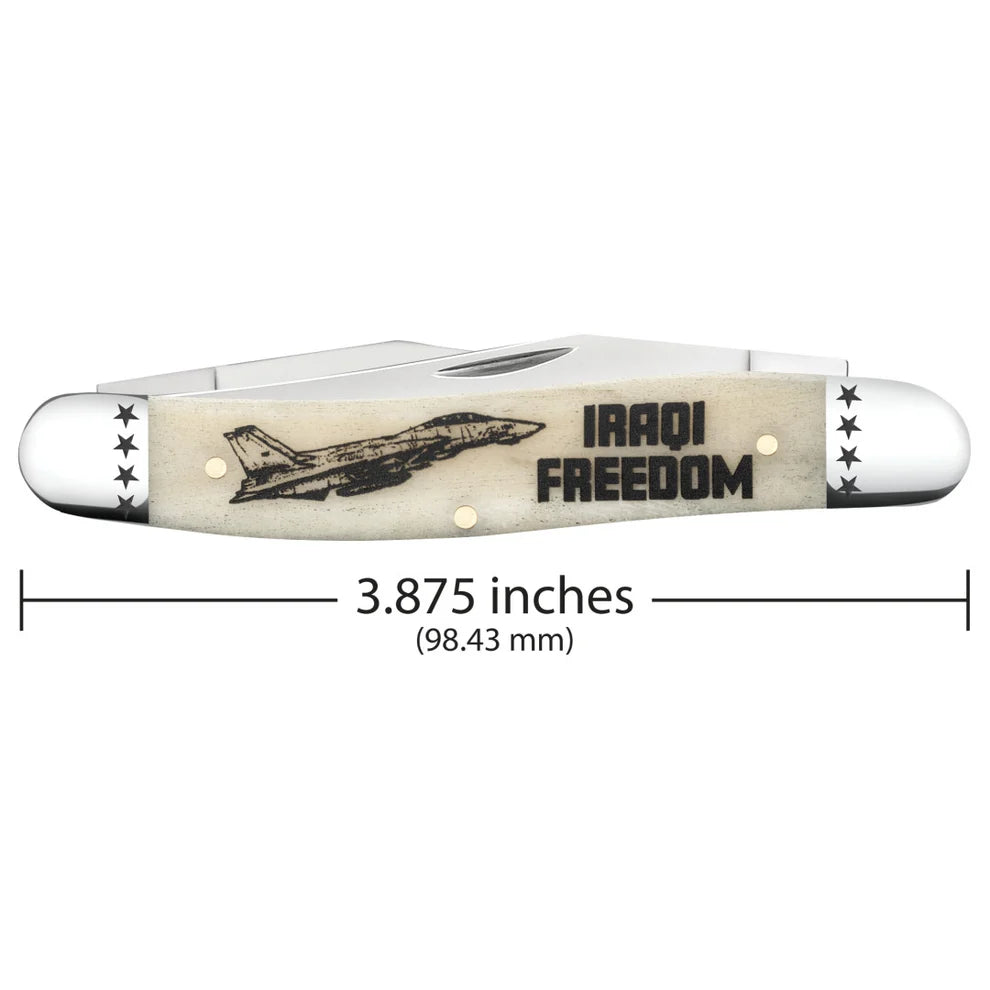 Case War Series Iraqi Freedom Smooth Natural Bone Muskrat 58494 Pocket Knife