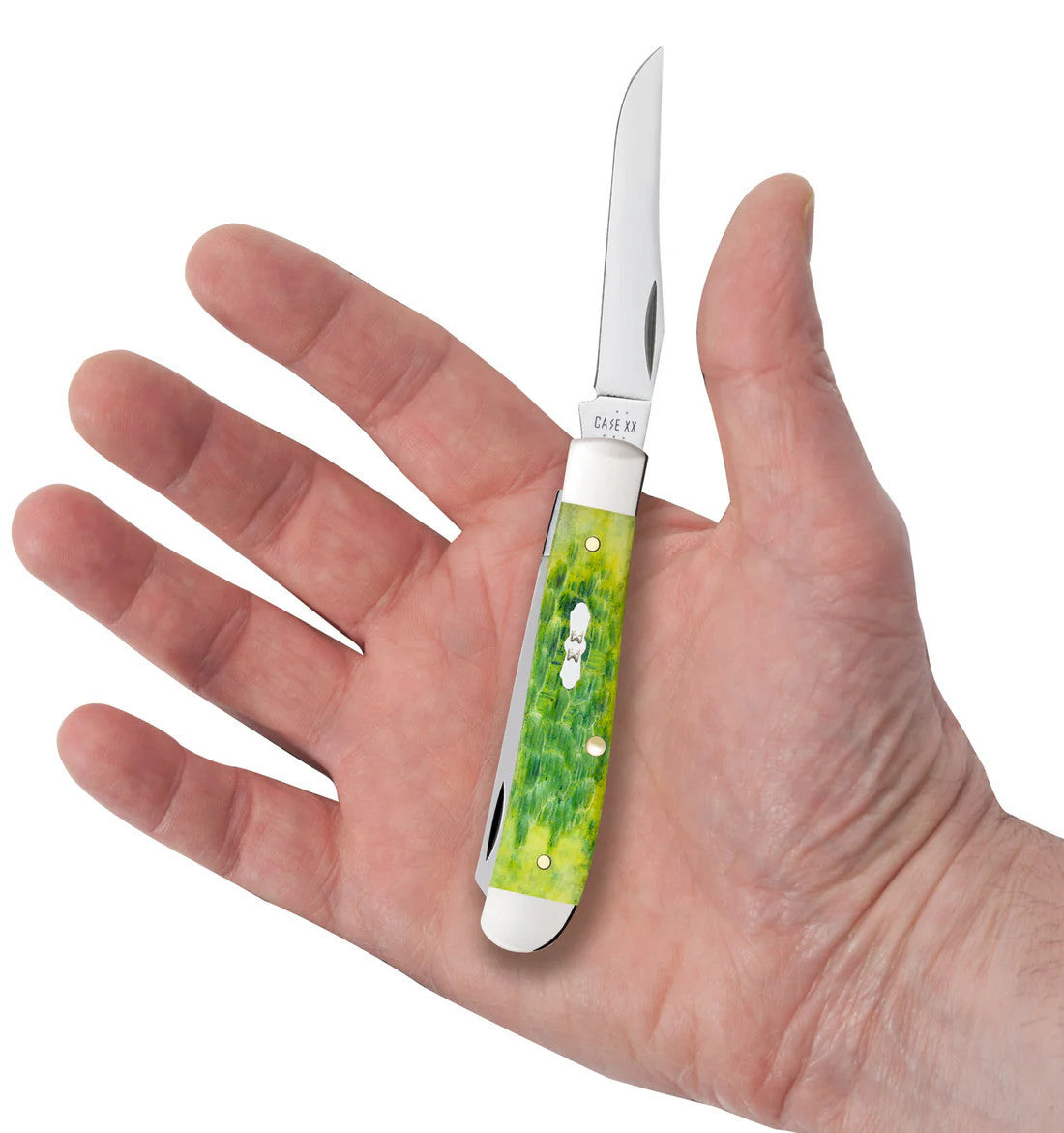 Case Knives Mini Trapper Green Apple Bone Peach Seed Jig