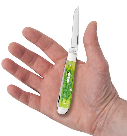 Case Knives Mini Trapper Green Apple Bone Peach Seed Jig